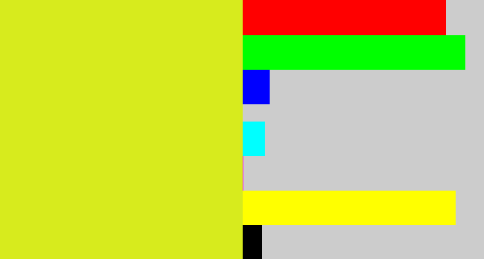Hex color #d7eb1d - sickly yellow