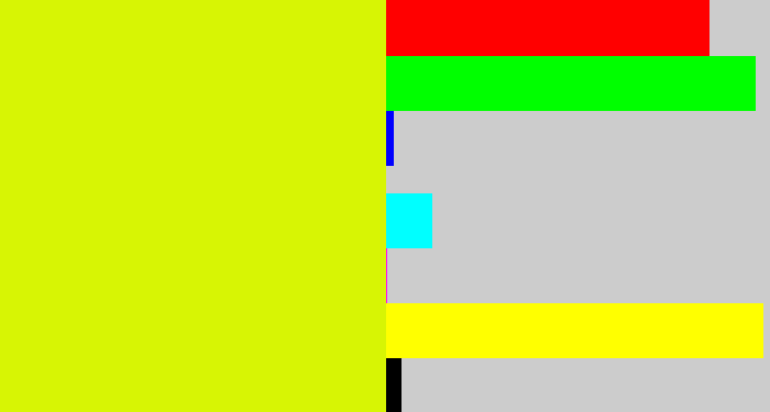 Hex color #d7f504 - neon yellow