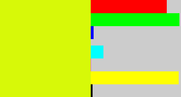 Hex color #d7f908 - neon yellow