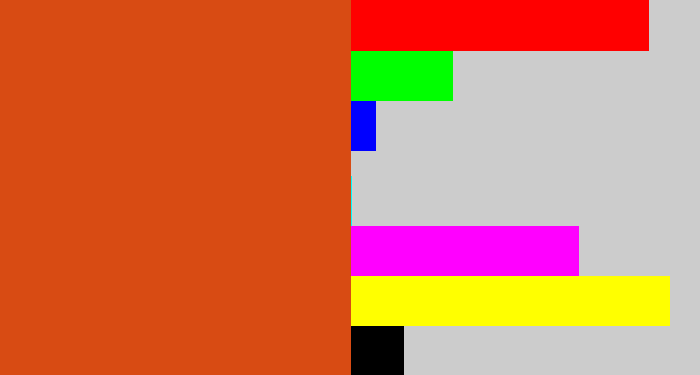 Hex color #d84b13 - deep orange