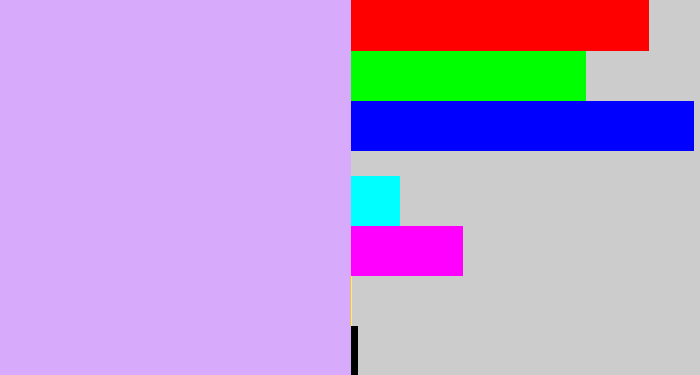 Hex color #d8aafb - light violet