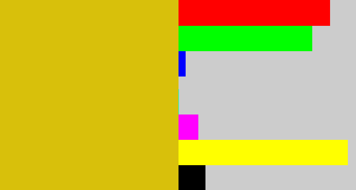 Hex color #d8c00b - mustard yellow