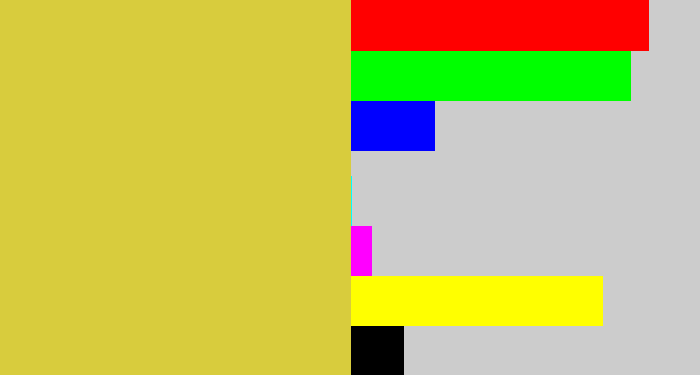 Hex color #d8cc3d - sickly yellow