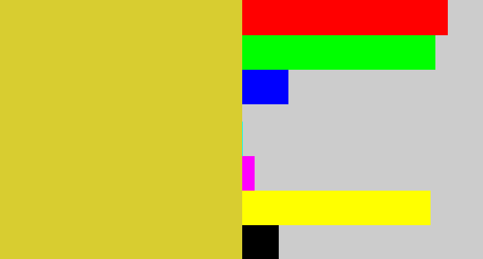Hex color #d8cd30 - sickly yellow