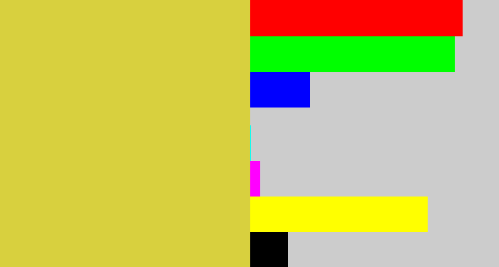 Hex color #d8d03e - sickly yellow