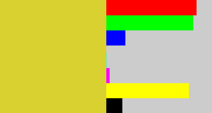 Hex color #d8d12f - sickly yellow