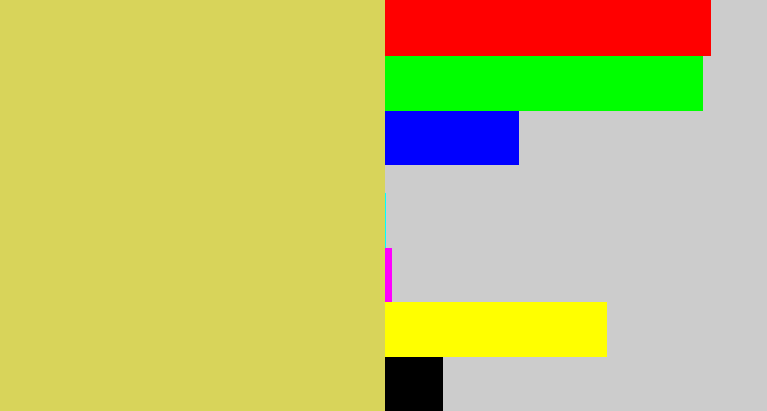 Hex color #d8d45a - dull yellow