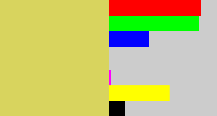 Hex color #d8d45e - dull yellow