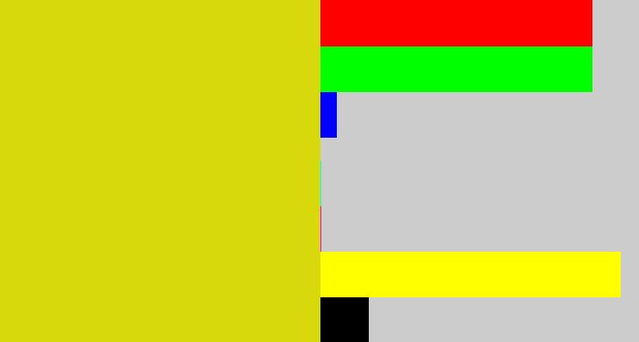 Hex color #d8d90d - piss yellow