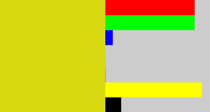 Hex color #d8d911 - piss yellow