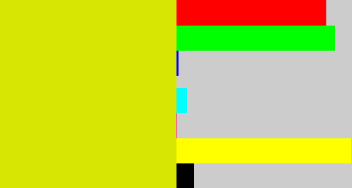 Hex color #d8e603 - greenish yellow