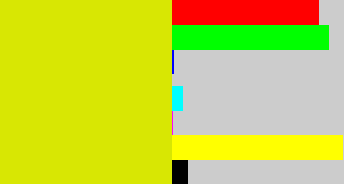 Hex color #d8e703 - greenish yellow