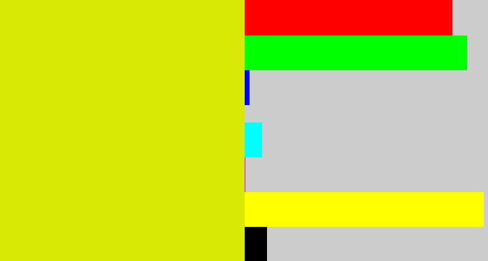 Hex color #d8e905 - greenish yellow