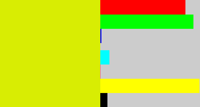 Hex color #d8ed03 - greenish yellow