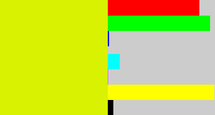 Hex color #d8f202 - greenish yellow