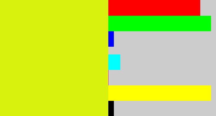 Hex color #d8f20d - neon yellow