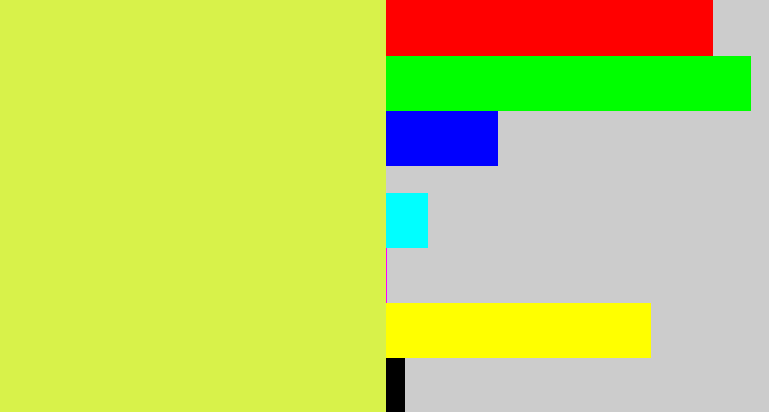 Hex color #d8f24a - yellow/green