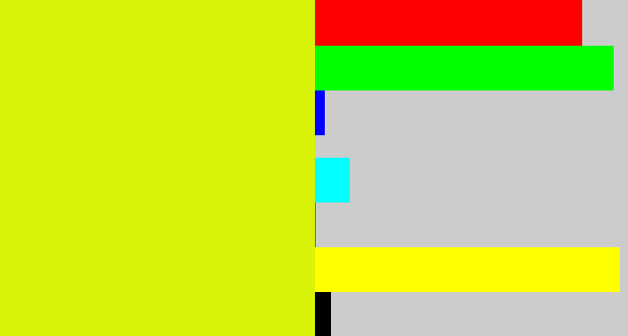 Hex color #d8f308 - neon yellow