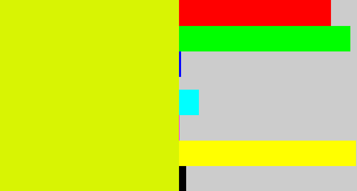Hex color #d8f403 - neon yellow