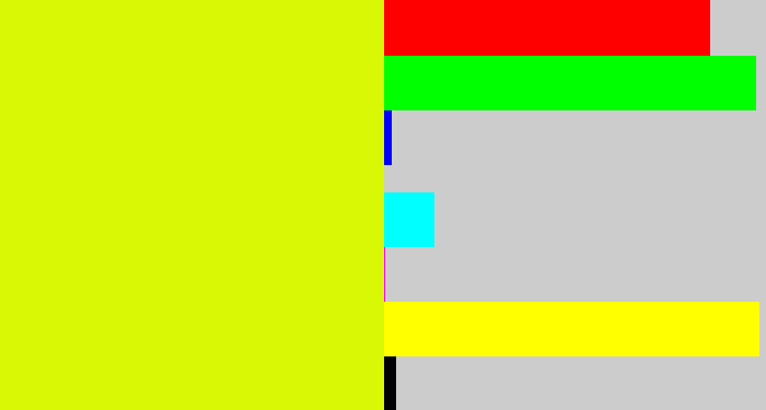 Hex color #d8f805 - neon yellow