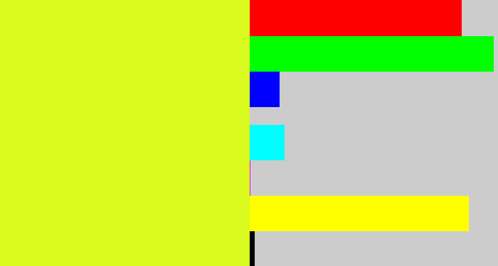 Hex color #d8fa1e - lime yellow