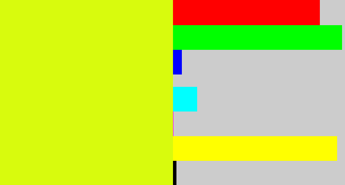 Hex color #d8fb0d - neon yellow