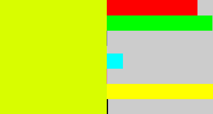 Hex color #d8fd00 - neon yellow