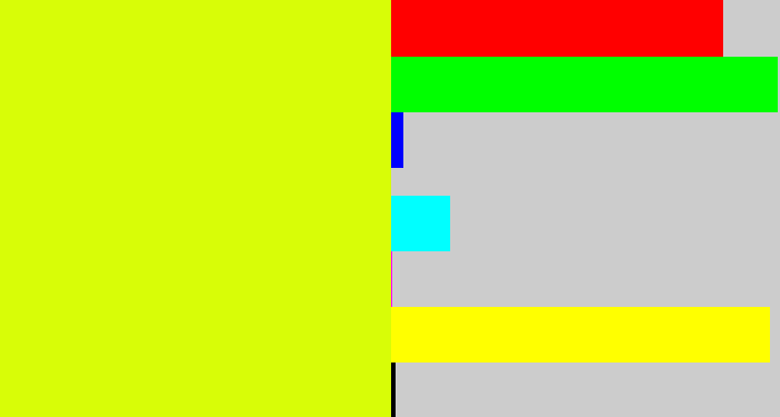 Hex color #d8fd07 - neon yellow