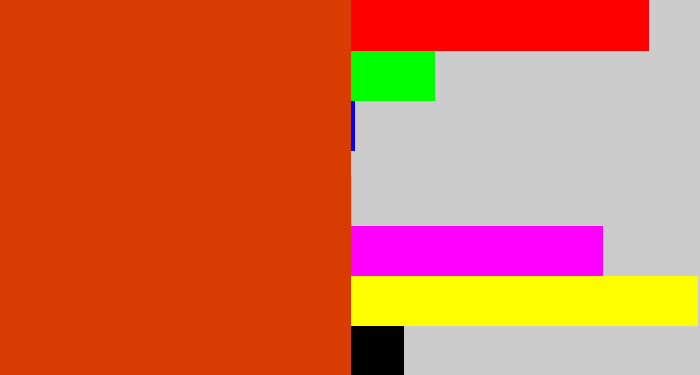 Hex color #d93c02 - deep orange