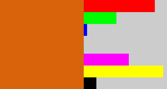 Hex color #d9630a - rusty orange