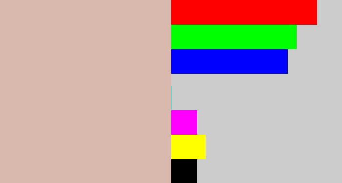 Hex color #d9b9ad - pinkish grey