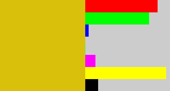 Hex color #d9c00b - mustard yellow