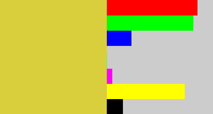 Hex color #d9ce3b - sickly yellow