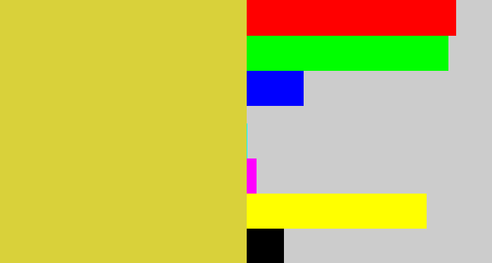 Hex color #d9d13a - sickly yellow