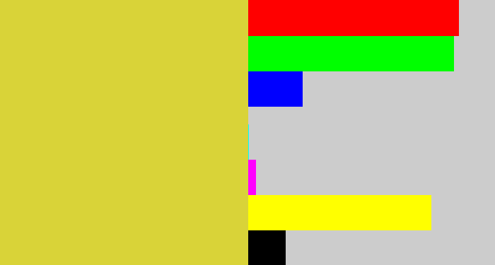 Hex color #d9d338 - sickly yellow