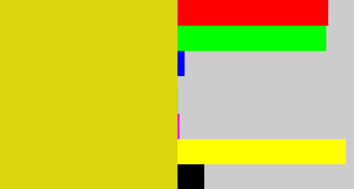 Hex color #d9d60b - piss yellow