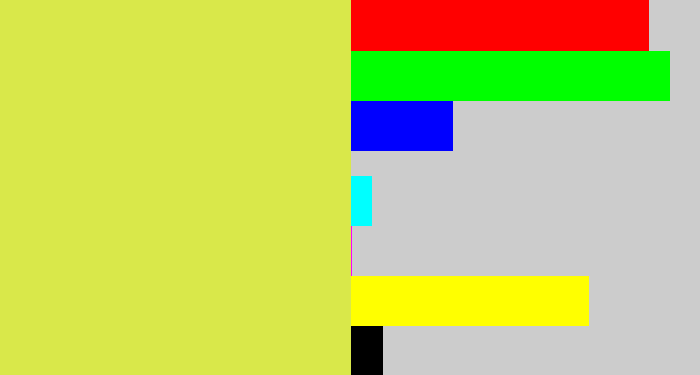 Hex color #d9e84a - off yellow