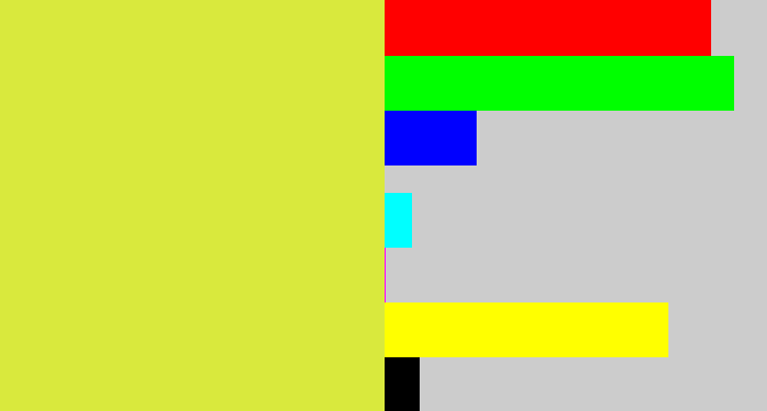 Hex color #d9e93d - sickly yellow