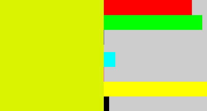 Hex color #d9f300 - greenish yellow