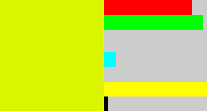 Hex color #d9f600 - neon yellow