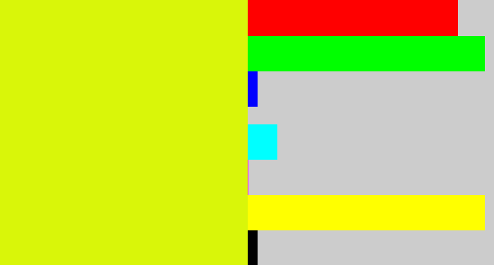 Hex color #d9f609 - neon yellow