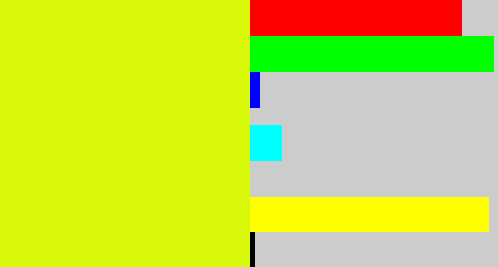 Hex color #d9f90a - neon yellow