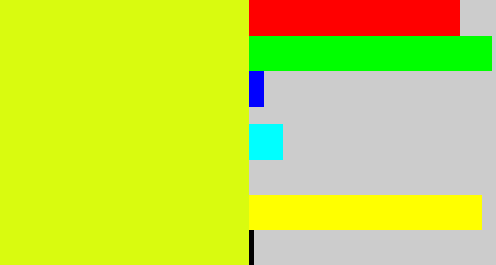 Hex color #d9fb0f - neon yellow