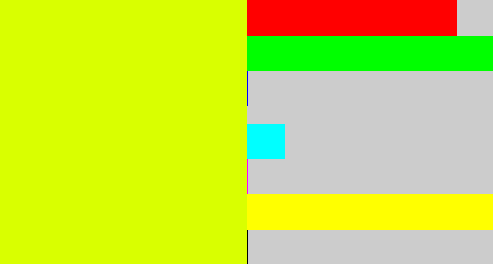 Hex color #d9ff00 - neon yellow