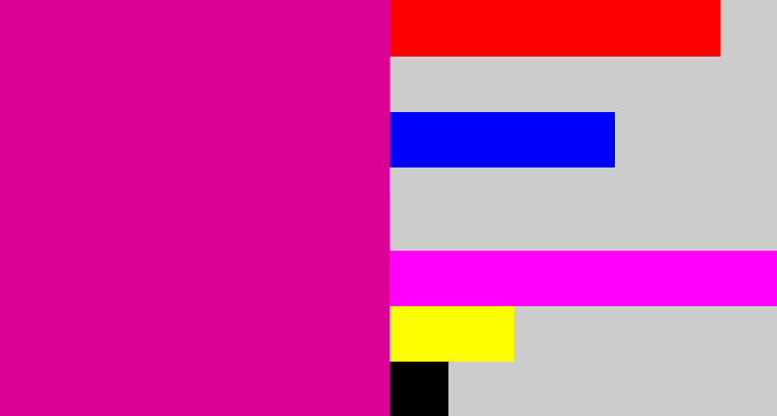 Hex color #da0095 - neon pink