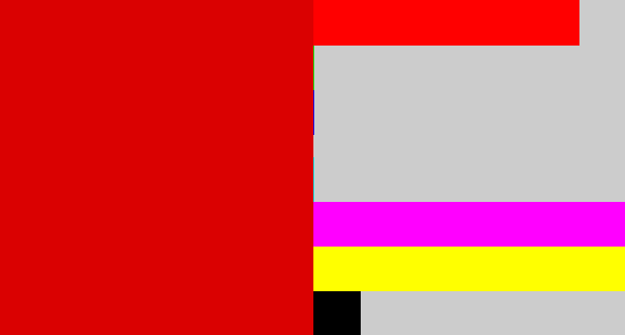Hex color #da0101 - red