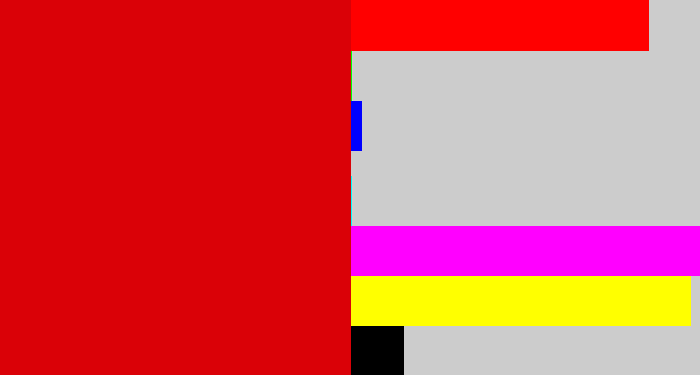Hex color #da0107 - red