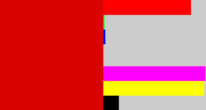 Hex color #da0304 - red