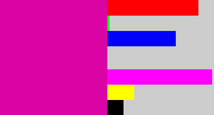 Hex color #da04a4 - shocking pink
