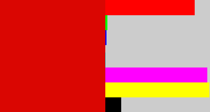 Hex color #da0602 - red